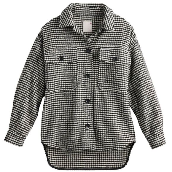 NEW Black & White houndstooth jacket with fringe and pockets Large NWT - Picture 3 of 11